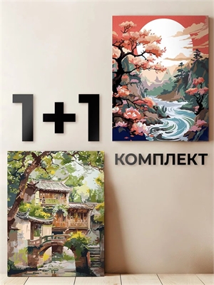 {{photo.Alt || photo.Description || 'Комплект картин по номерам: Улочка в Киото + Сакура в горах.'}}